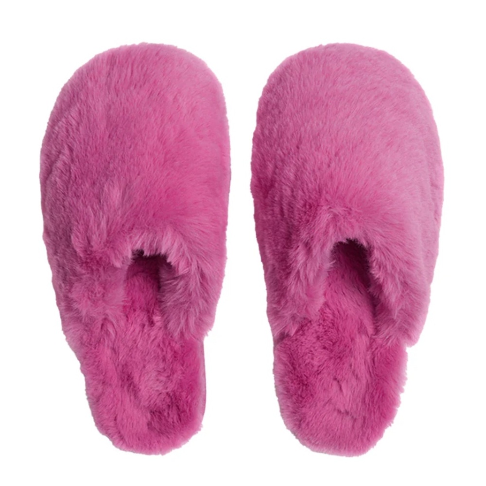 Apparis Melody Faux Fur Slippers Raspberry Size 7